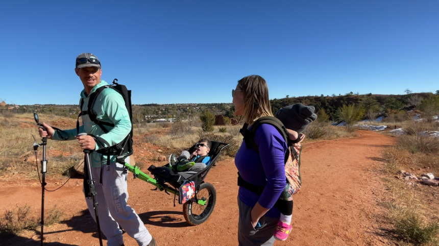 TJ, Robbie, Kristy and Taylor Cook hit the trails at Red Rock Canyon Open Space.